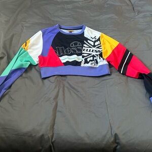 Ellesse Black and Purple Graphic Crop Top